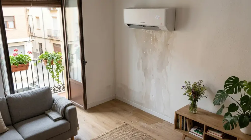 Imagen actual: Aire acondicionado que tira agua por delante