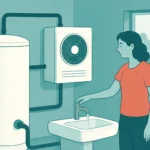 Cuarto de instalaciones doméstico con dos acumuladores de agua caliente de distinto tamaño junto a una pared
