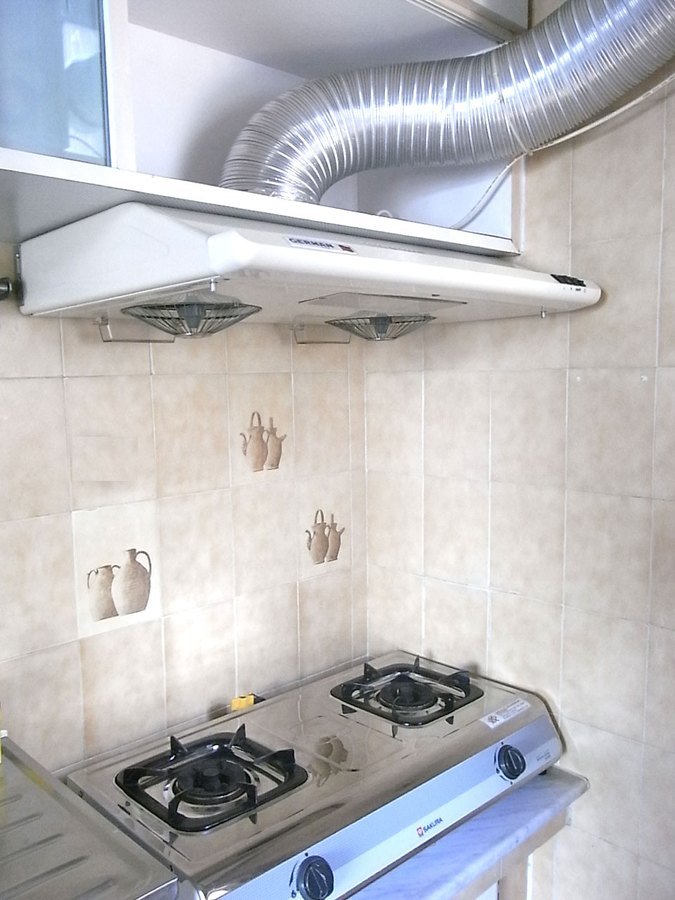 Campana de cocina situada sobre una placa de cocción